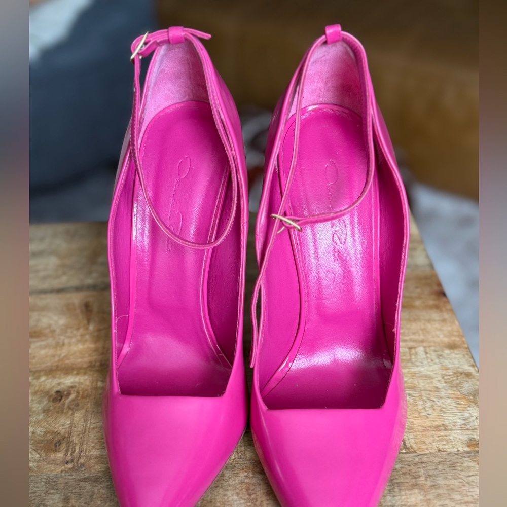 OSCAR DE LA RENTA high heels pink stunning leather stilettos pumps - Picture 8 of 12